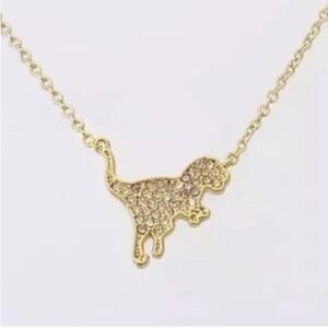 NWT COACH Signature Pave Diamond Gold Rexy Dinosaur T-Rex Necklace + Dust Bag